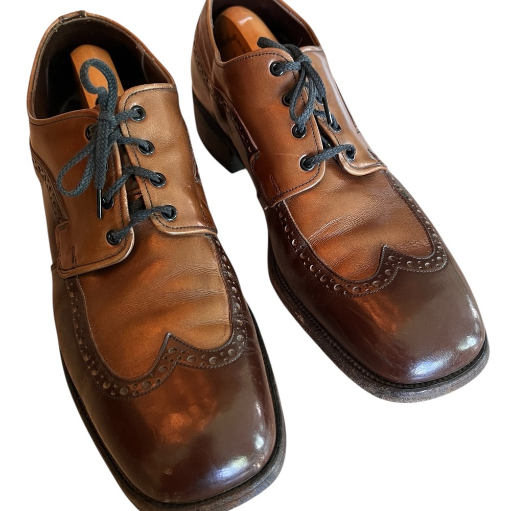 Cool Vintage Weyenberg Two-Tone Leather Men's Square Toe Oxfords